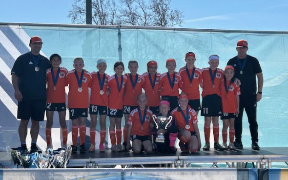 Local Kings County girls' under-11 youth soccer team wins the prestigious NorCal Premier 4 State Cup Final Players included Angelique Castillo, Aubrey Baker, Camille Hilvers, Eastyn Oliviera, Emersyn Gausepohl, Hallie Tompkins, Juliana Raiskup, Kesler Powers, Leah Chavez, Londyn Gonzales, Makynna Thomas, Riley Bush, and Talon Ramos.